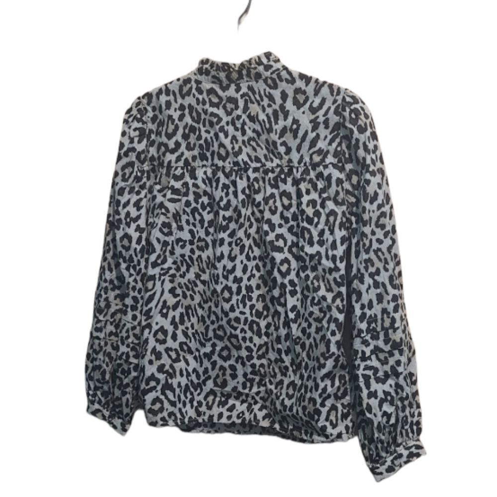 J. Crew Button-Front Ruffleneck Popover In Leopar… - image 5